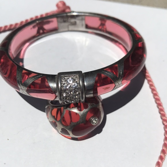 Angelique De Paris Pink Glass/Silver/White Topaz - Picture 2 of 10